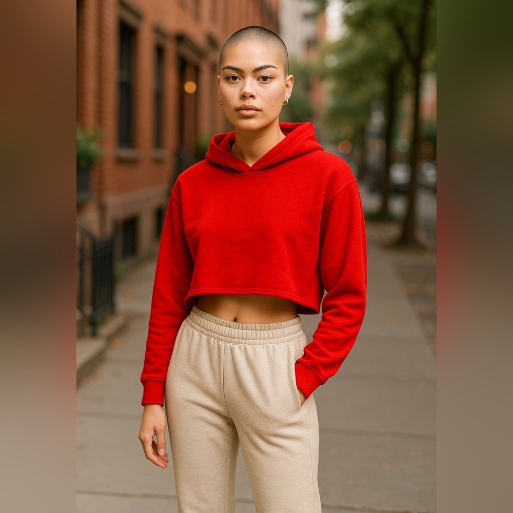 Zara Red Cropped Hoodie